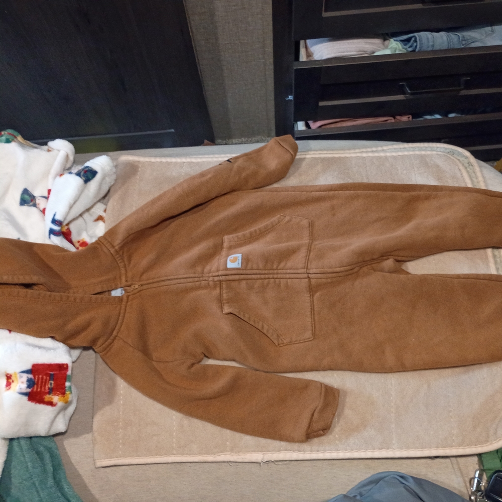 Carhartt Toddler Tan Hooded One-Piece Romper Gently Used